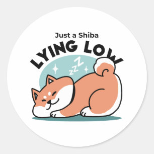 Ontspannen Shiba Inu Art: gewoon een Shiba die laa Ronde Sticker