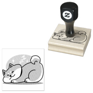 Ontspannen Shiba Inu Art: gewoon een Shiba die laa Rubberstempel