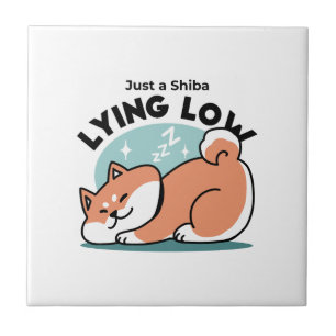 Ontspannen Shiba Inu Art: gewoon een Shiba die laa Tegeltje