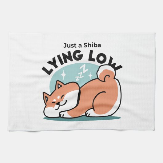 Ontspannen Shiba Inu Art: gewoon een Shiba die laa Theedoek (Horizontaal)
