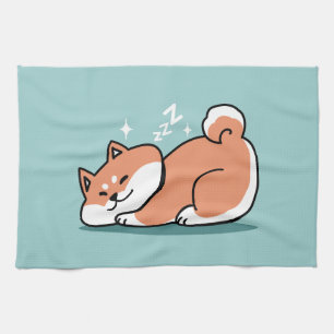 Ontspannen Shiba Inu Art: gewoon een Shiba die laa Theedoek