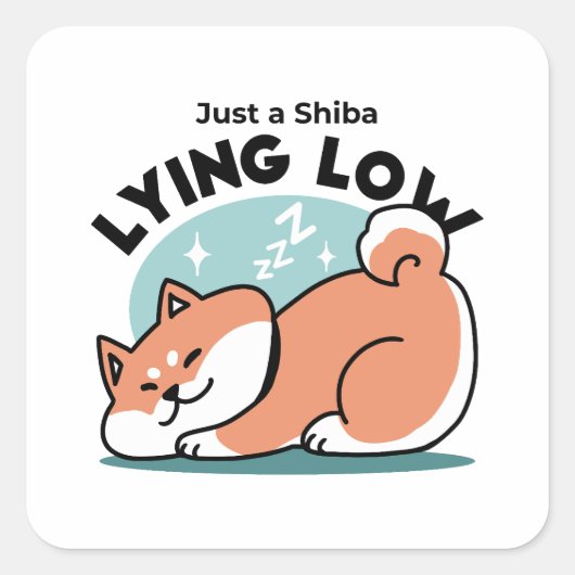 Ontspannen Shiba Inu Art: gewoon een Shiba die laa Vierkante Sticker (Voorkant)