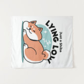 Ontspannen Shiba Inu Art: gewoon een Shiba die laa Wandkleed (Voorkant (horizontaal))