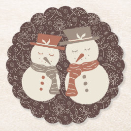 Ontspannen Sneeuwmannen - 2 schattige sneeuwman-ko Kartonnen Onderzetters