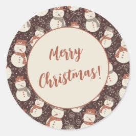 Ontspannen sneeuwmannen - Prettig kerstfeest! bewe Ronde Sticker