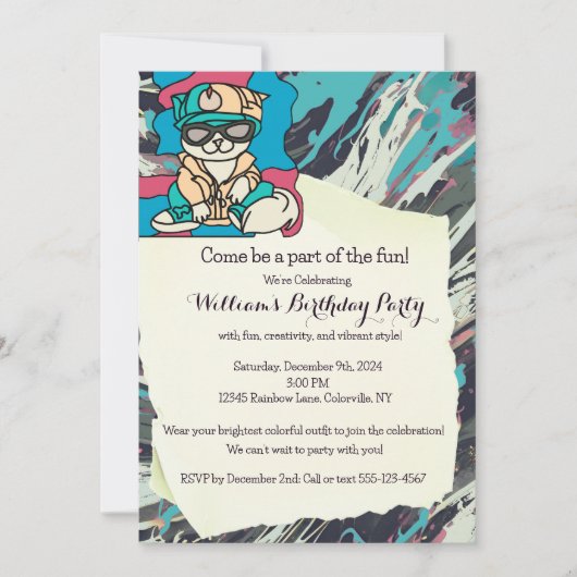 Ontspannen Straat Retro Kat | Grappig Kaart (Voorkant)