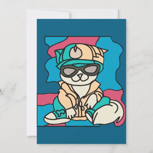 Ontspannen Straat Retro Kat | Grappig Kaart (Achterkant)