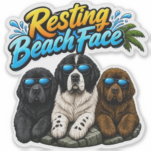 Ontspannen strandgezicht sticker (Voorkant)