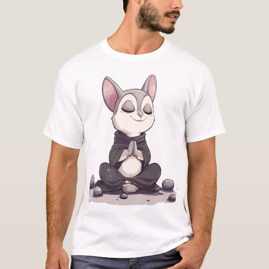 Ontspannen Sugar Glider in Meditatie Pose met een T-shirt (Voorkant)