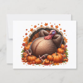 Ontspannen Thanksgiving-kalkoen die lui ligt Briefkaart