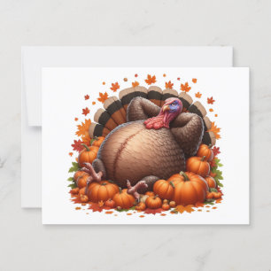 Ontspannen Thanksgiving-kalkoen die lui ligt Briefkaart