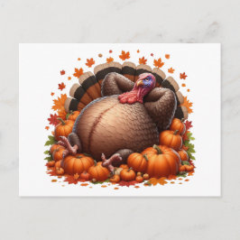 Ontspannen Thanksgiving-kalkoen die lui ligt Briefkaart