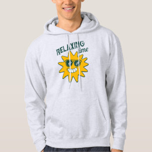 Ontspannen tijd glimlachende zon met zonnebril hoodie