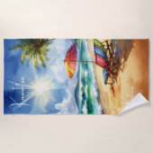 Ontspannen Waterverf Strandstoel & Unbrella Coasta Strandlaken (Voorkant)