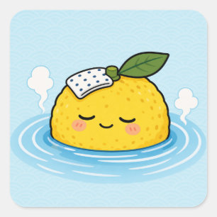 Ontspannen Yuzu Bad Vierkante Sticker