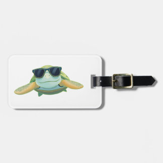 Ontspannen zeeschildpad met zonnebril bagagelabel