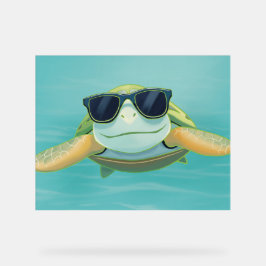Ontspannen zeeschildpad met zonnebril – Onderwater Acryl Bord