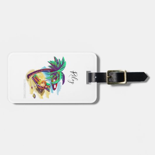 Ontspannen Zomer Beer op Tropical Beach Bagagelabel (Voorkant horizontaal)