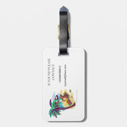 Ontspannen Zomer Beer op Tropical Beach Bagagelabel (Achterkant verticaal)