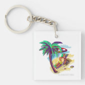 Ontspannen Zomer Beer op Tropical Beach Sleutelhanger (voorkant)