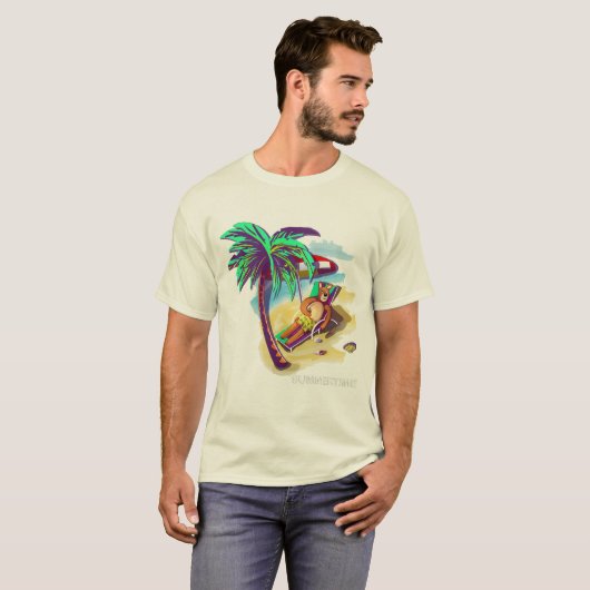 Ontspannen Zomer Beer op Tropical Beach T-shirt (Voorkant volledig)
