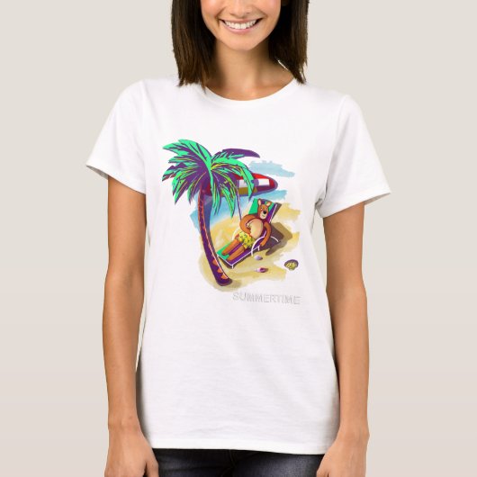 Ontspannen Zomer Beer op Tropical Beach T-shirt (Voorkant)