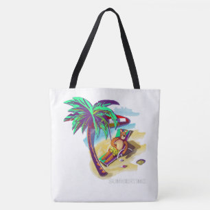 Ontspannen Zomer Beer op Tropical Beach Tote Bag