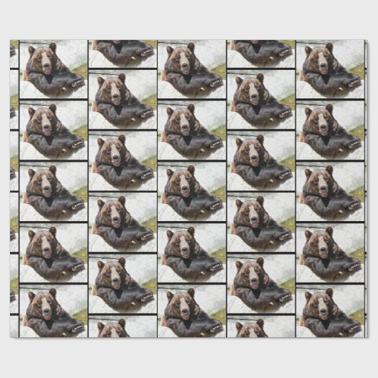 Ontspannen zwart beer cadeaupapier (Vlak)