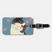 Ontspannen Zwart-Witte Kat Bagagelabel (Voorkant horizontaal)