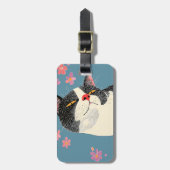 Ontspannen Zwart-Witte Kat Bagagelabel (Voorkant verticaal)