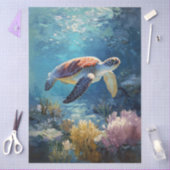 Ontspannen zwemmende zeeschildpad decoupage tissuepapier (Craft)