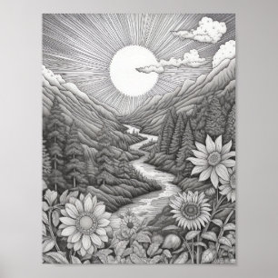 Ontspannend Landschapskleurend Poster