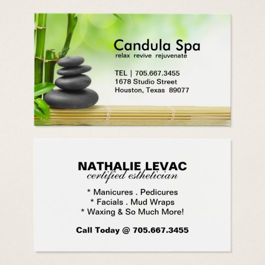 Ontspannend Spa Visitekaartje (Voorkant /achterkant)
