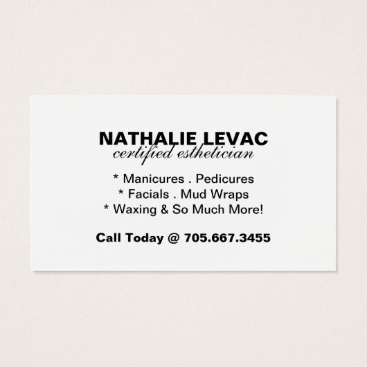 Ontspannend Spa Visitekaartje (Achterkant)