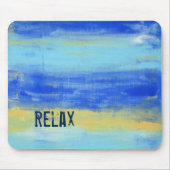 Ontspannend Strand Blauw Geel Abstracte Kunst Muismat (Voorkant)