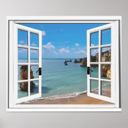 Ontspannend strand oceaanzicht nepraam poster (Voorkant)