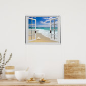 Ontspannend strand zeezicht nepraam poster (Keuken)