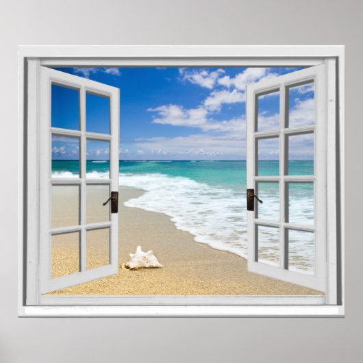 Ontspannend strand zeezicht nepraam poster (Voorkant)