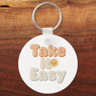 Ontspannend "Take It Easy" met Lachende Zon Sleutelhanger