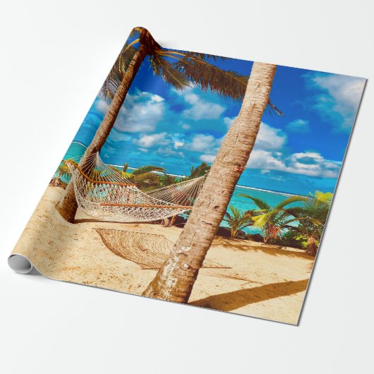 Ontspannend tropisch Caribisch eiland strand Cadeaupapier (Uitgerold)