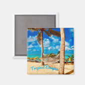 Ontspannend tropisch Caribisch eiland strand Magneet (Voorkant / Achterkant)