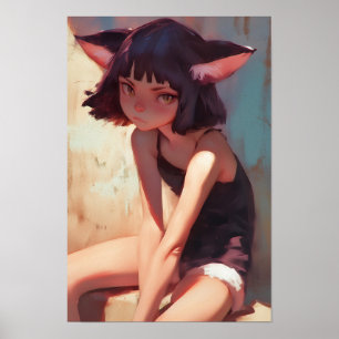 Ontspannende Anthro Cat Poster