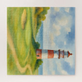 Ontspannende Aquarel Vuurtoren Golfbaan Legpuzzel (Horizontaal)