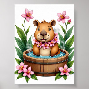 Ontspannende Capybara Bubbelbad Gezellige Spa Dag  Poster