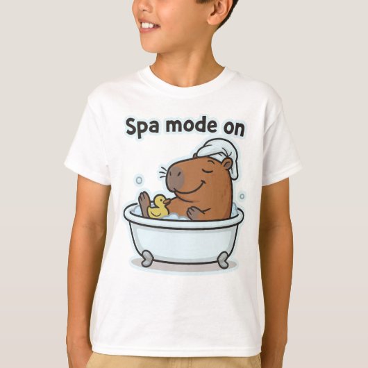 Ontspannende Capybara Meme Cartoon T-shirt (Voorkant)