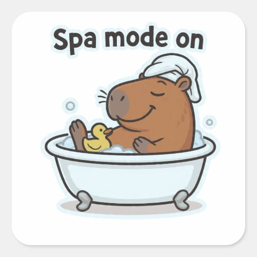 Ontspannende Capybara Meme Cartoon  Vierkante Sticker (Voorkant)