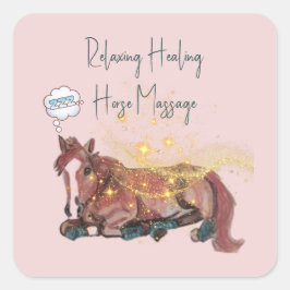 Ontspannende genezende paardenmassage vierkante sticker