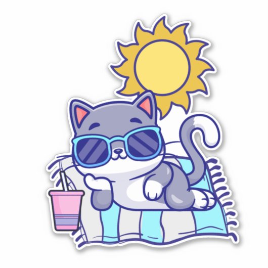 Ontspannende kat waterdicht sticker (Voorkant)