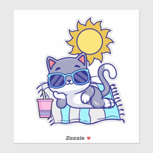 Ontspannende kat waterdicht sticker (Vel)