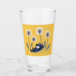 Ontspannende Kikker Tussen Paardenbloemen Glas